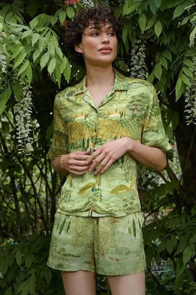 Pip Studio Haut A Manches Courtes Flora Toscana En Coloris Vert Fashion