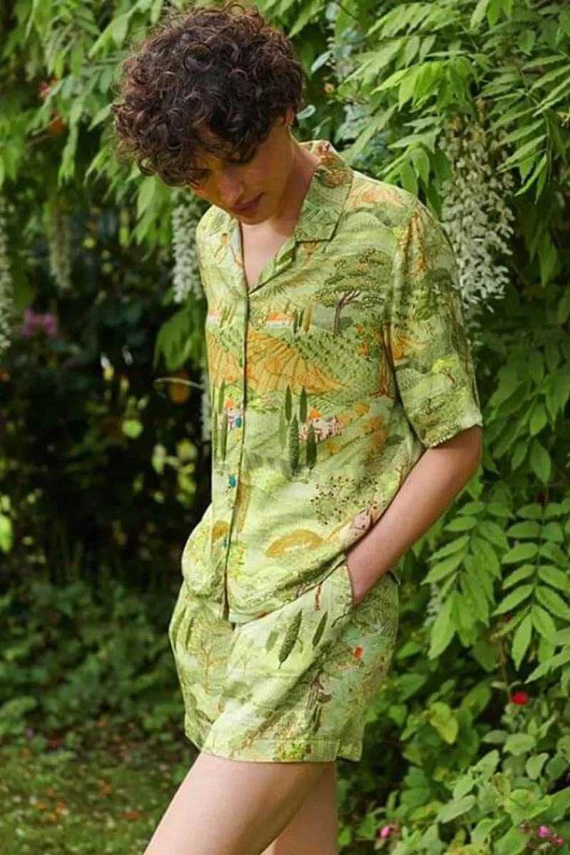 Pip Studio Haut A Manches Courtes Flora Toscana En Coloris Vert Fashion