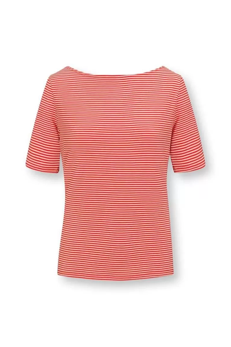 Pip Studio Haut A Manches Courtes Little Sumo Stripe En Coloris Corail Rouge Best Sale