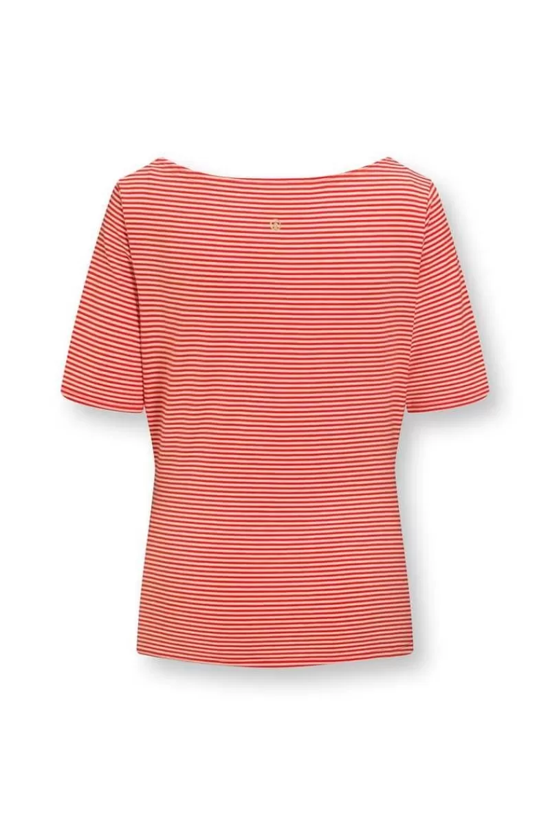 Pip Studio Haut A Manches Courtes Little Sumo Stripe En Coloris Corail Rouge Best Sale