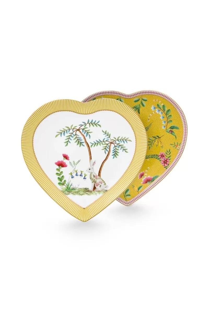 Pip Studio Lot De 2 Assiettes En Forme De Coeur La Majorelle En Coloris Jaune Outlet