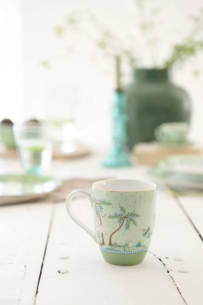Pip Studio Lot De 2 Tasses De Grande Taille A Pois Dores Jolie En Coloris Vert New
