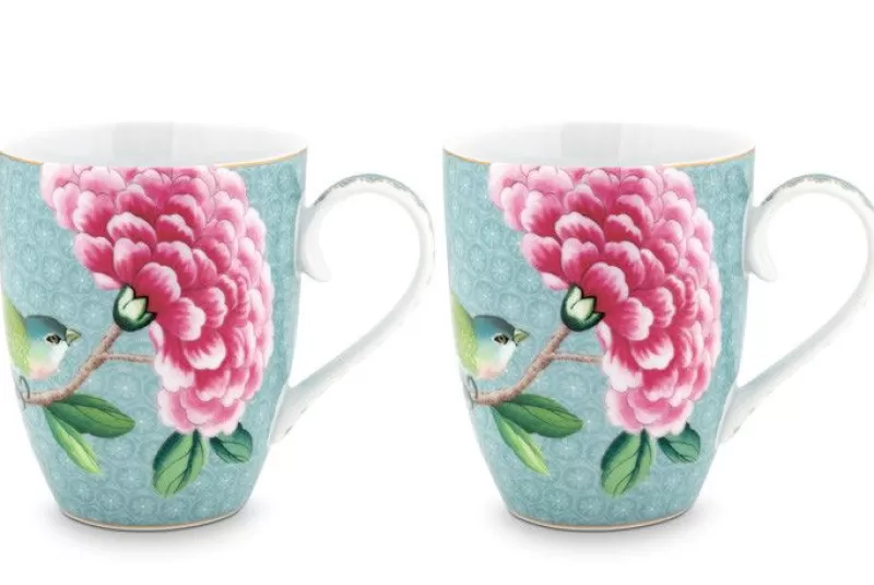 Pip Studio Lot De 2 Tasses De Grande Taille Blushing Birds Bleu Cheap