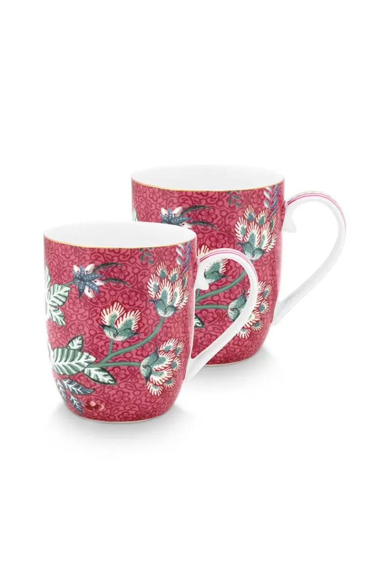 Pip Studio Lot De 2 Tasses De Petite Taille Flower Festival Rose Fonce Cheap