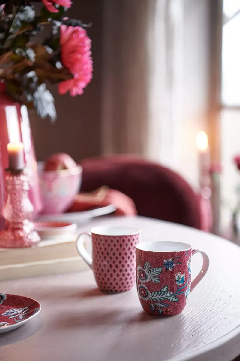 Pip Studio Lot De 2 Tasses De Petite Taille Flower Festival Rose Fonce Cheap