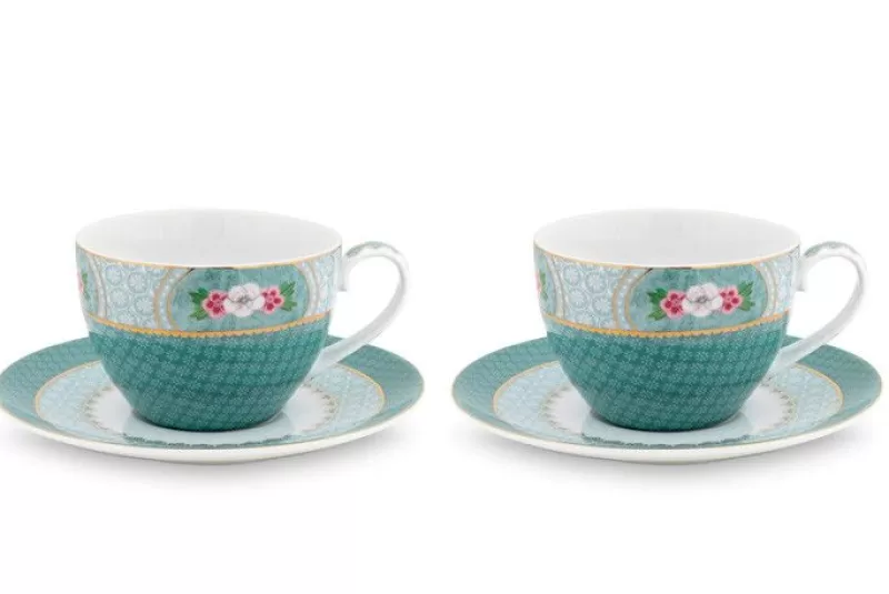 Pip Studio Lot De 2 Tasses Et Soucoupes A Cappuccino Blushing Birds En Coloris Bleu Outlet