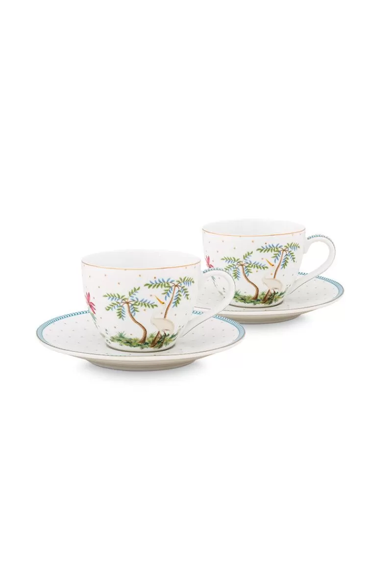 Pip Studio Lot De 2 Tasses Et Soucoupes A Expresso A Pois Jolie En Coloris Dore Blanc Fashion