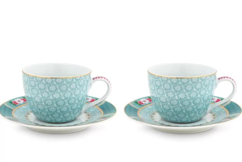 Pip Studio Lot De 2 Tasses Et Soucoupes A Expresso Blushing Birds En Coloris Bleu Cheap
