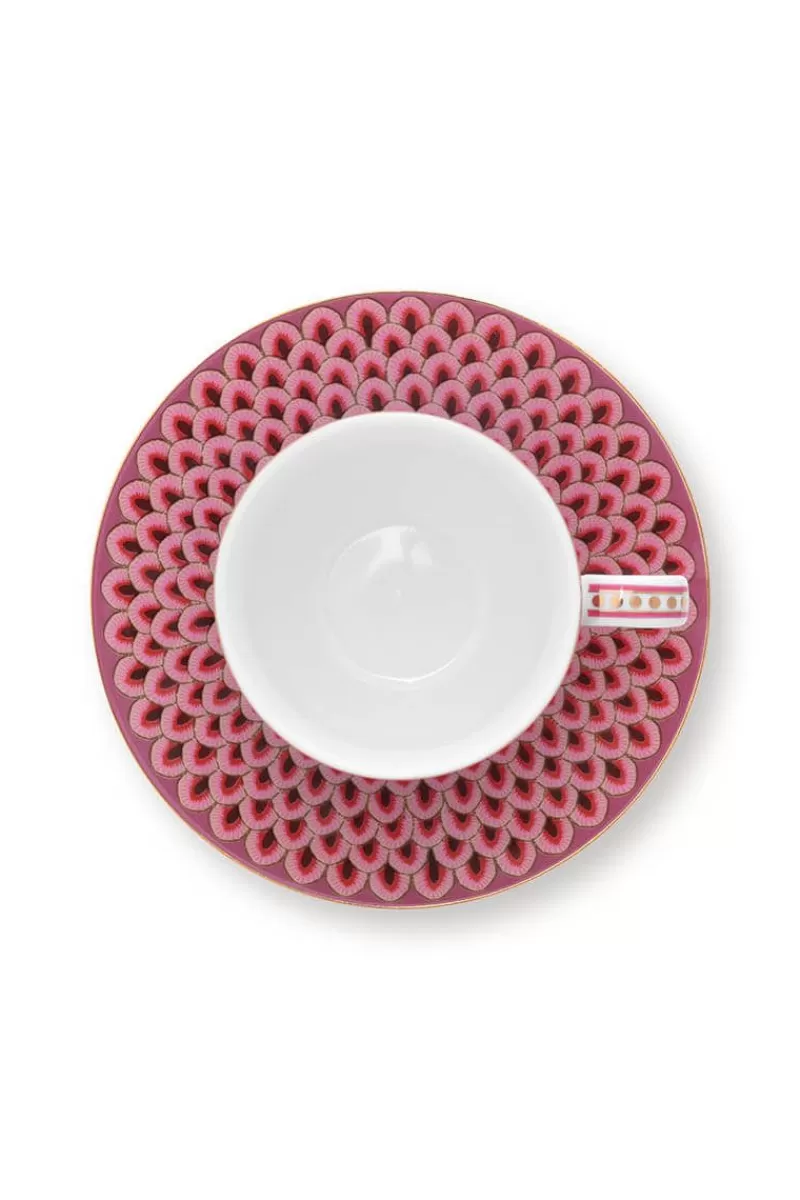 Pip Studio Lot De 2 Tasses Et Soucoupes A Expresso Flower Festival Rose Fonce Outlet