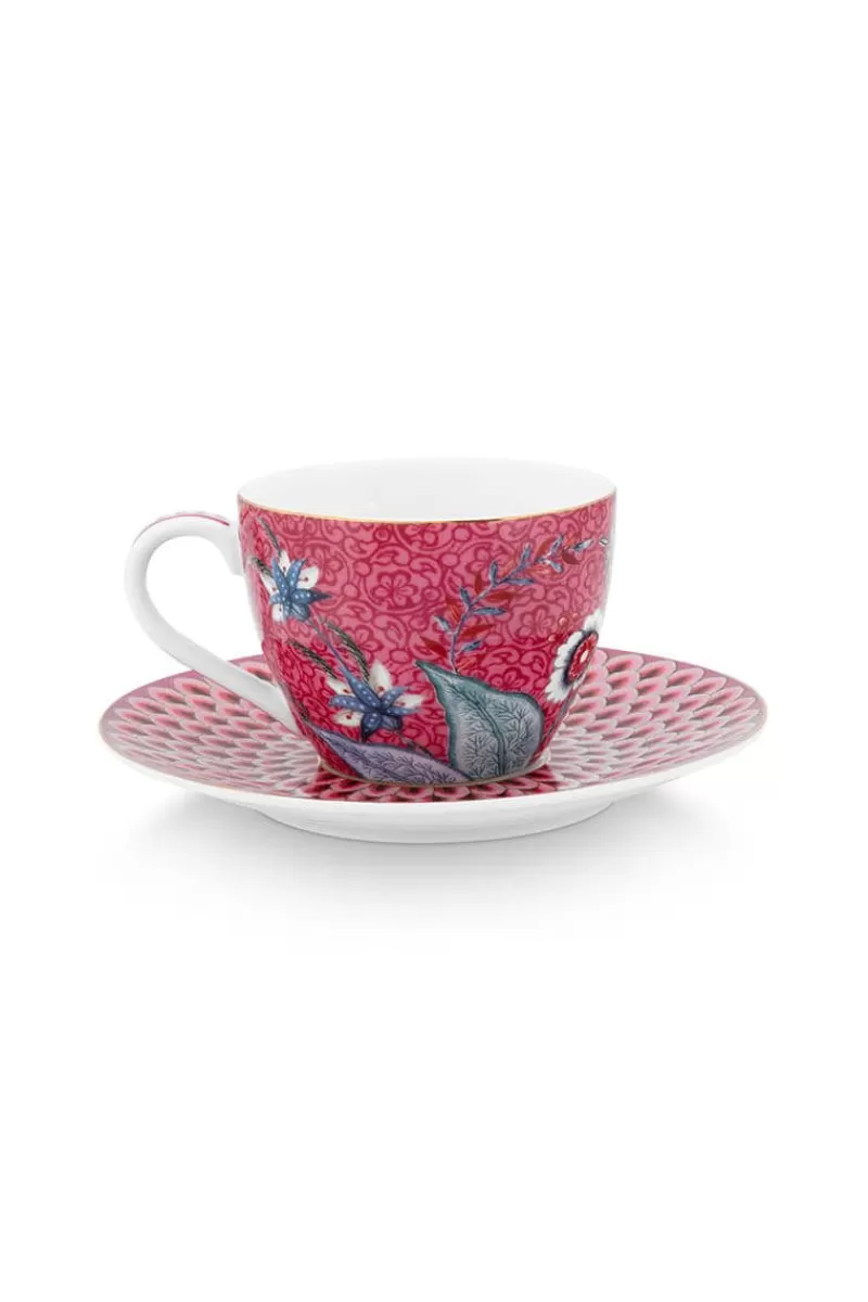 Pip Studio Lot De 2 Tasses Et Soucoupes A Expresso Flower Festival Rose Fonce Outlet