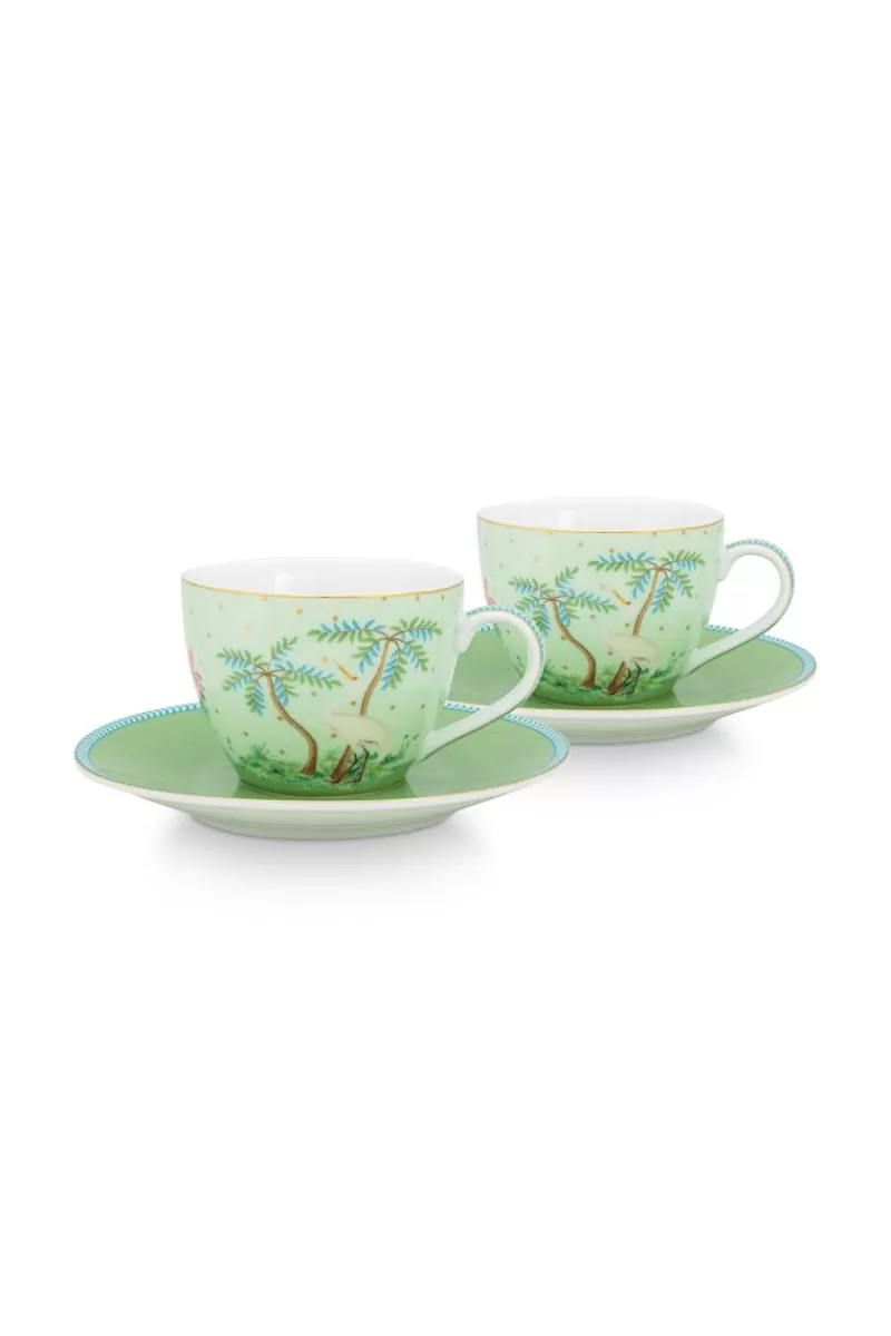 Pip Studio Lot De 2 Tasses Et Soucoupes A Expresso Jolie En Coloris Vert Outlet