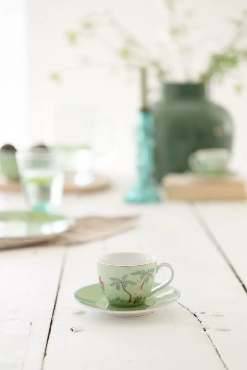 Pip Studio Lot De 2 Tasses Et Soucoupes A Expresso Jolie En Coloris Vert Outlet