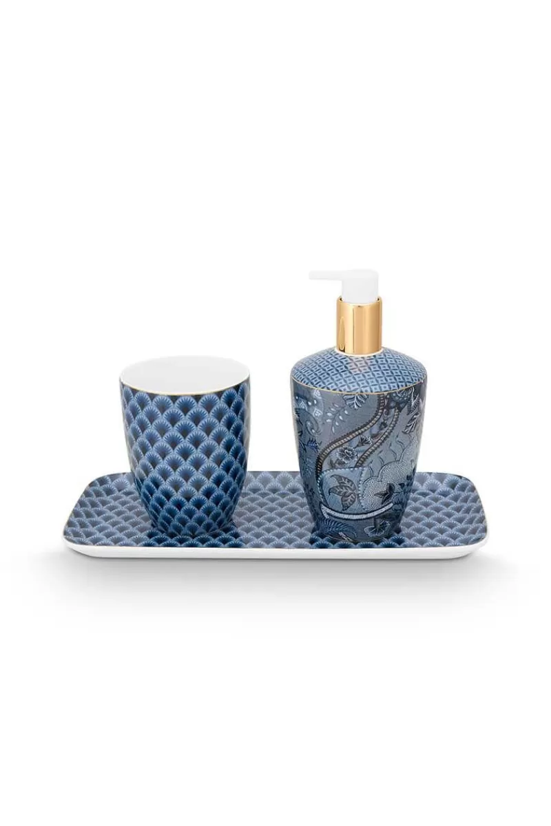 Pip Studio Lot De 3 Accessoires De Salle De Bain Kyoto Festival En Coloris Bleu Clearance