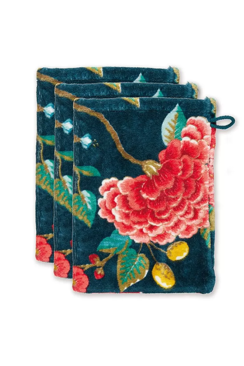 Pip Studio Lot De 3 Gants De Toilette Good Evening En Coloris Fonce 16 X 22 Cm Bleu Best Sale
