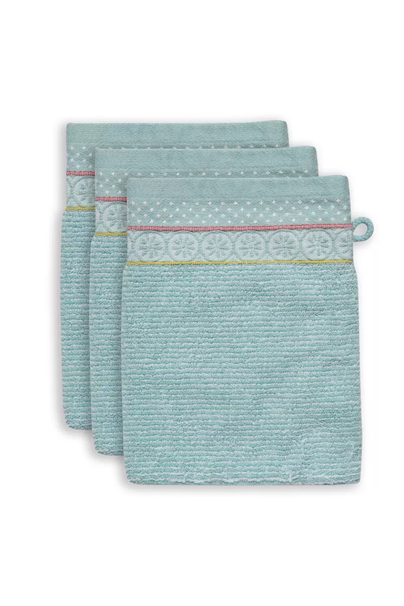 Pip Studio Lot De 3 Gants De Toilette Soft Zellige En Coloris 16 X 22 Cm Bleu Best