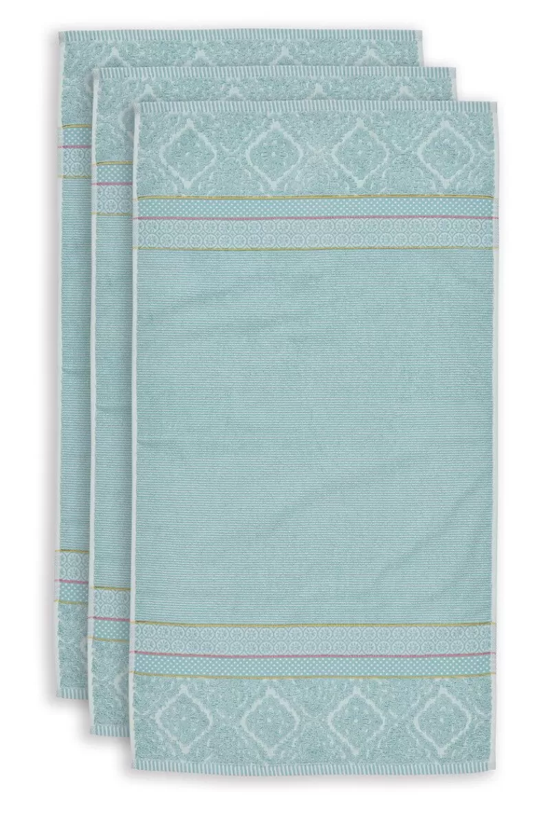 Pip Studio Lot De 3 Serviettes De Bain Soft Zellige En Coloris 55 X 100 Cm Bleu Discount