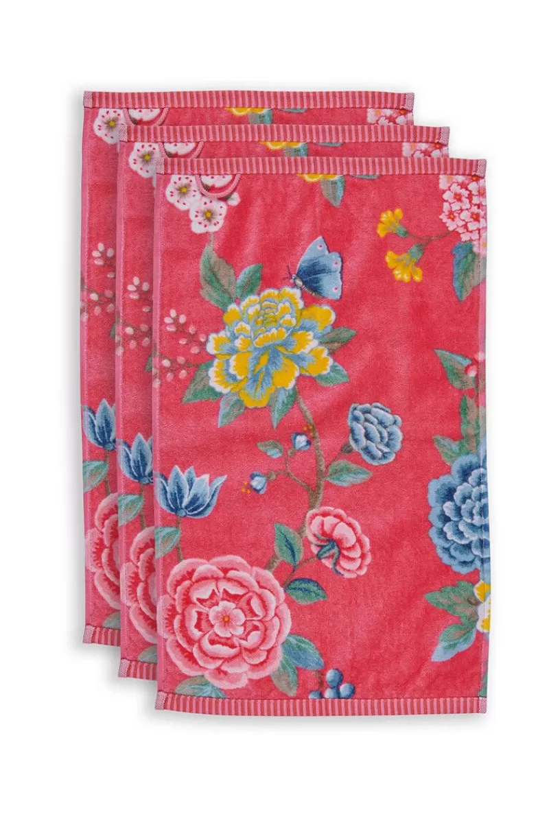 Pip Studio Lot De 3 Serviettes Invite Good Evening En Coloris Corial 30 X 50 Cm Corail Cheap
