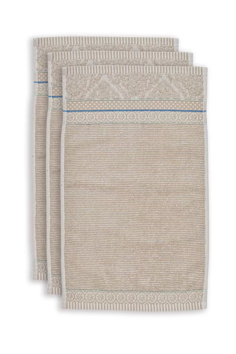 Pip Studio Lot De 3 Serviettes Invite Soft Zellige En Coloris 30 X 50 Cm Kaki Sale