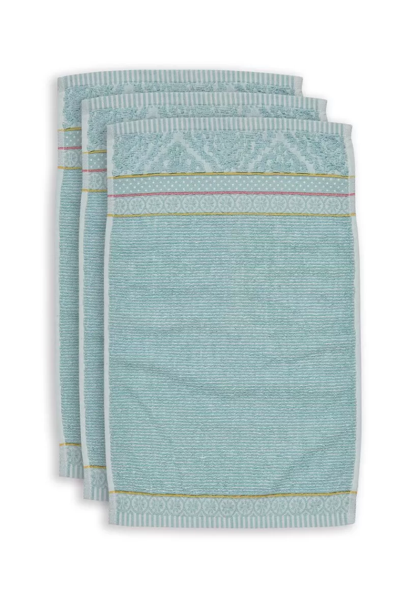 Pip Studio Lot De 3 Serviettes Invite Soft Zellige En Coloris 30 X 50 Cm Bleu Discount