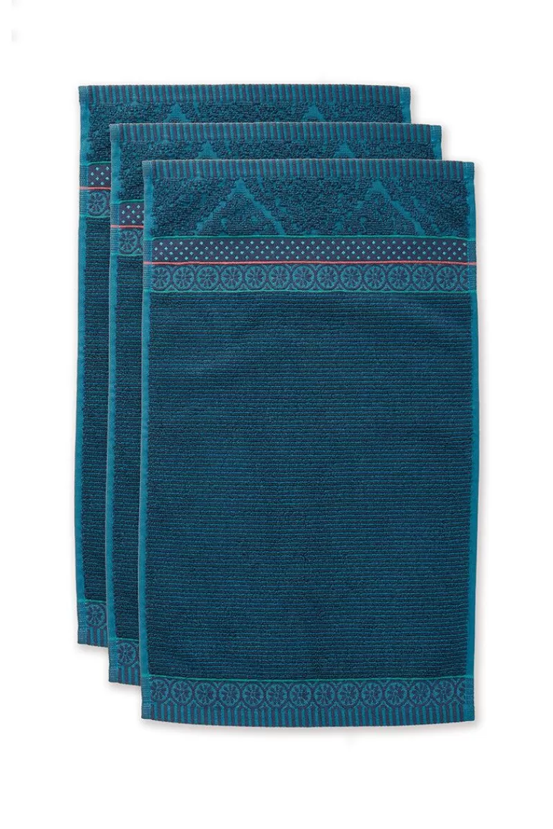 Pip Studio Lot De 3 Serviettes Invite Soft Zellige En Coloris Fonce 30 X 50 Cm Bleu Best Sale