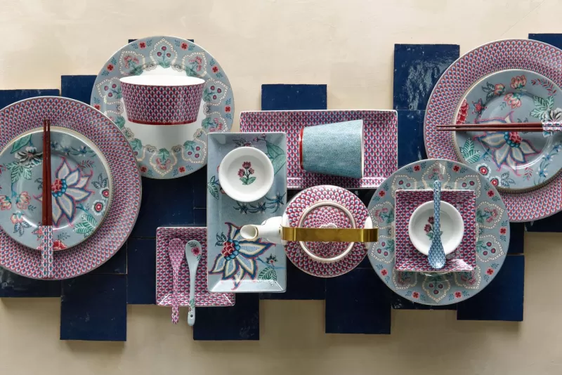 Pip Studio Lot De 4 Articles Assiettes À Pâtisseries Flower Festival Clair 17Cm Bleu Online