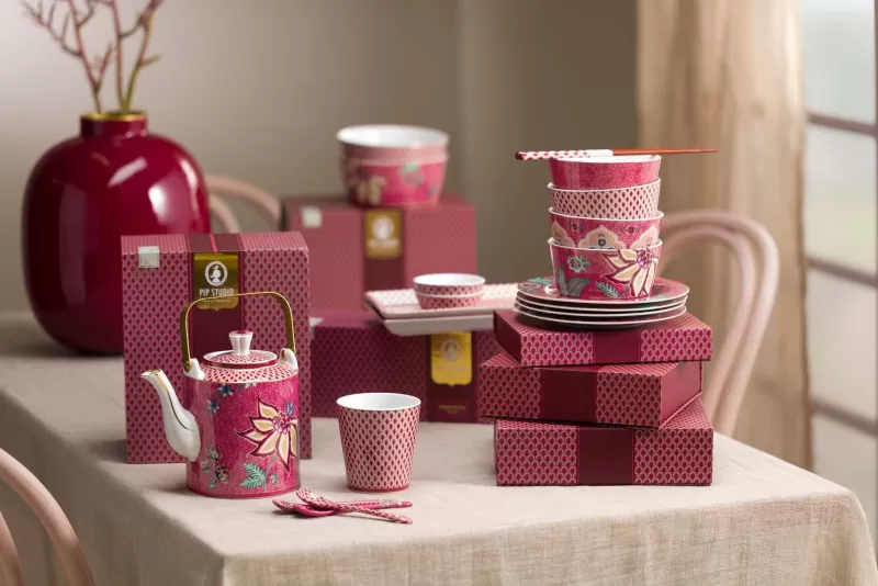 Pip Studio Lot De 4 Articles Bols Oriental Flower Festival Fonce 12Cm Rose Best Sale