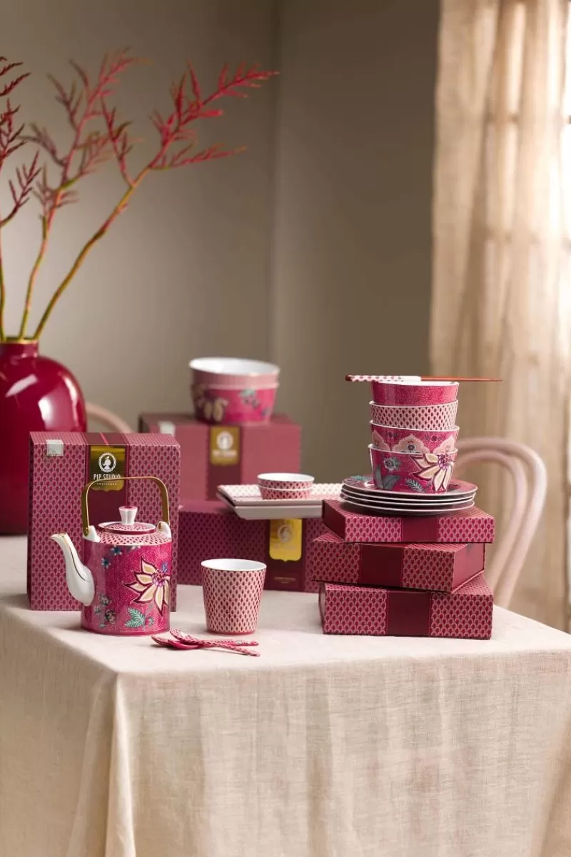 Pip Studio Lot De 4 Articles Tasses Oriental Flower Festival Fonce Rose Outlet