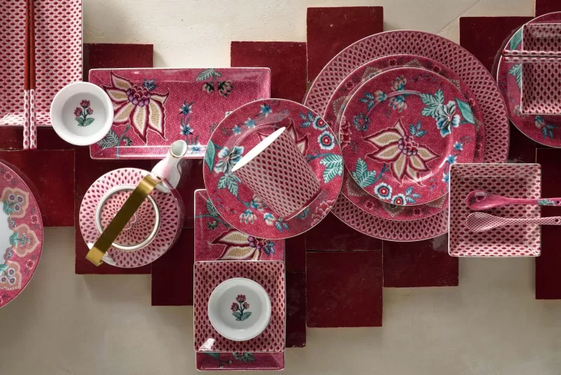 Pip Studio Lot De 4 Articles Tasses Oriental Flower Festival Fonce Rose Outlet