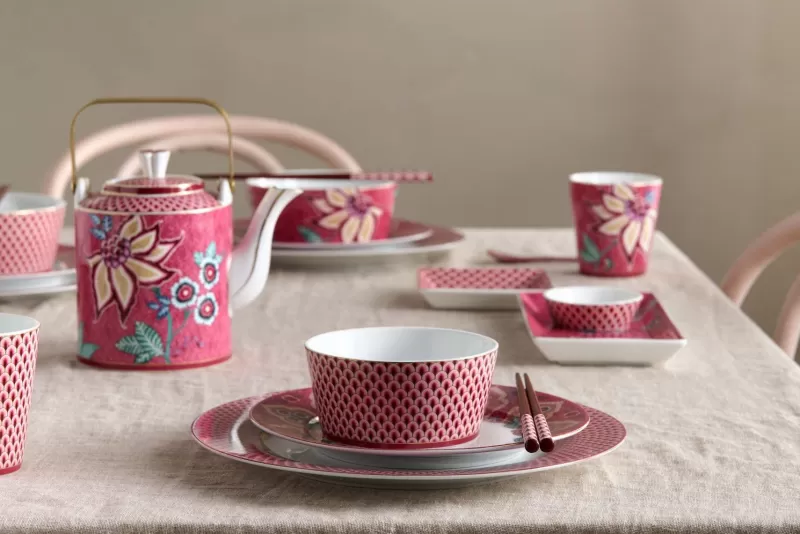 Pip Studio Lot De 4 Articles Tasses Oriental Flower Festival Fonce Rose Outlet