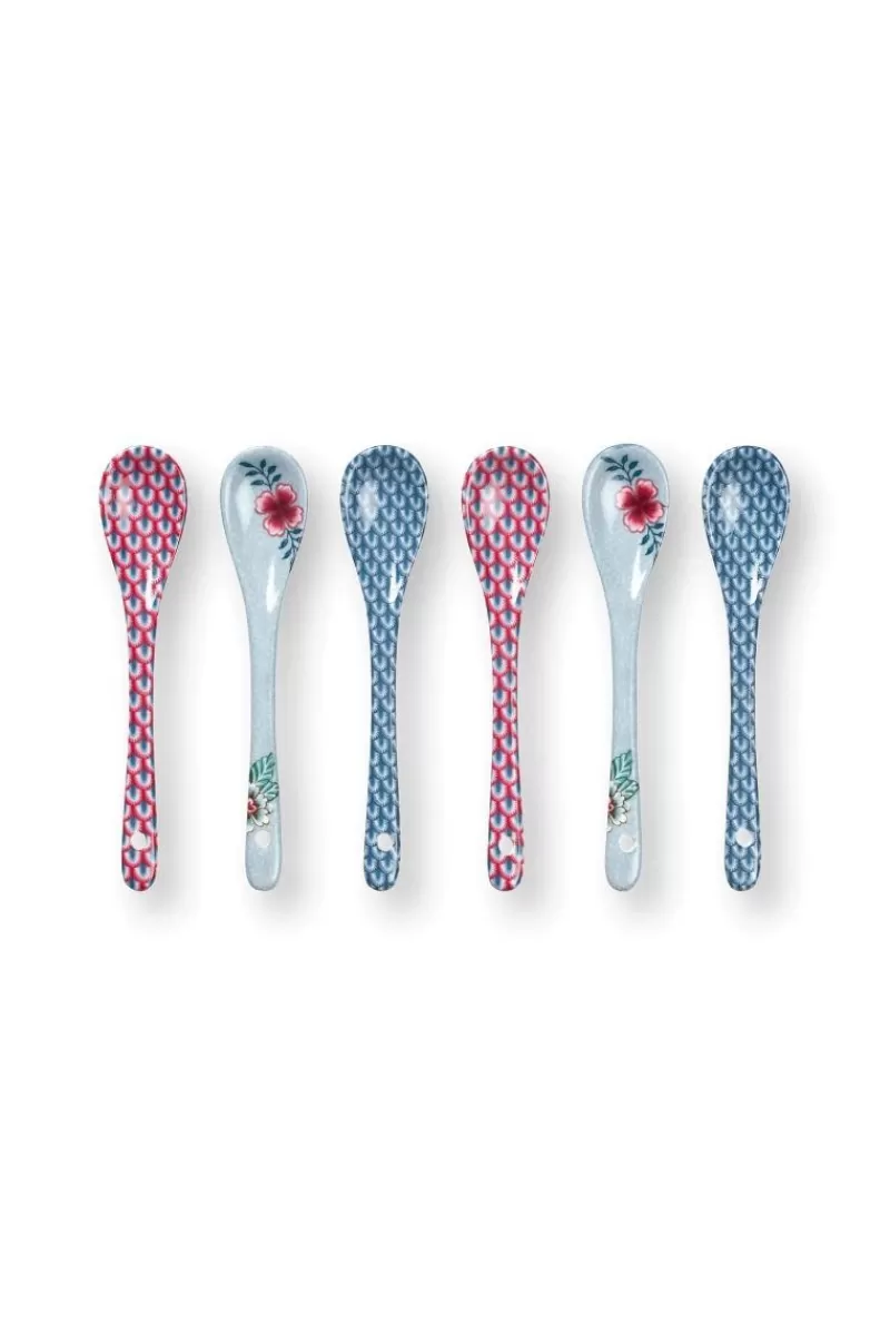 Pip Studio Lot De 6 Articles Cuilleres Oriental Flower Festival Clair Bleu Clearance