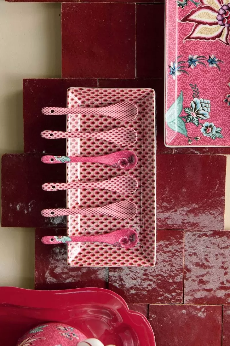 Pip Studio Lot De 6 Articles Cuilleres Oriental Flower Festival Fonce Rose Outlet