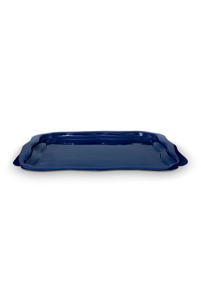 Pip Studio Plateau Carre Emaille En Coloris Bleu Best Sale