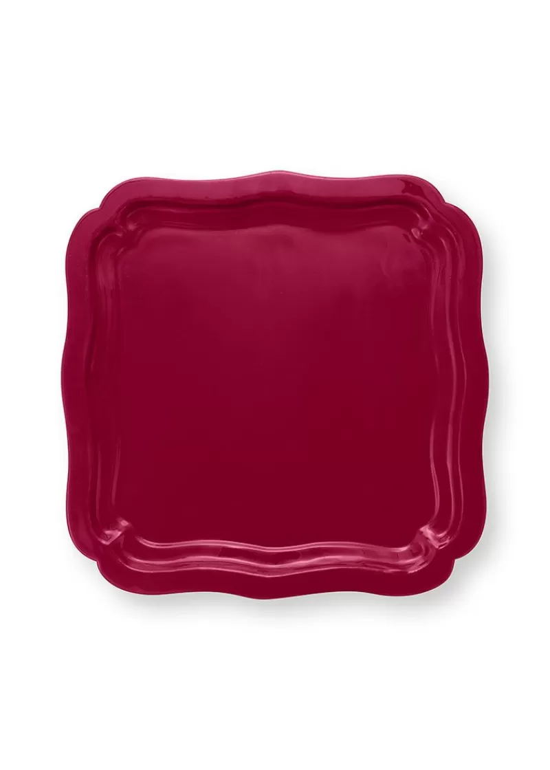 Pip Studio Plateau Carre Emaille En Coloris Fonce Rose Sale