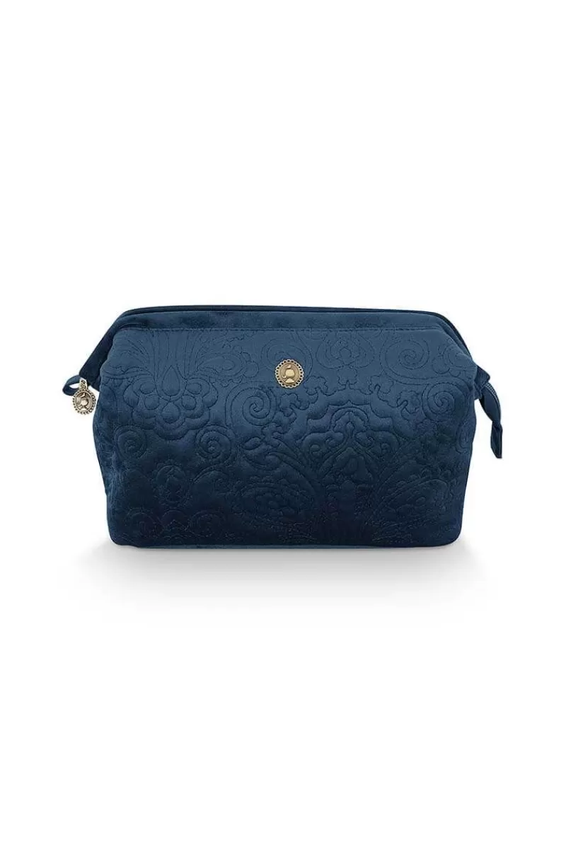 Pip Studio Pochette A Cosmetiques De Grande Taille En Velours Quiltey Days En Coloris Bleu Clearance