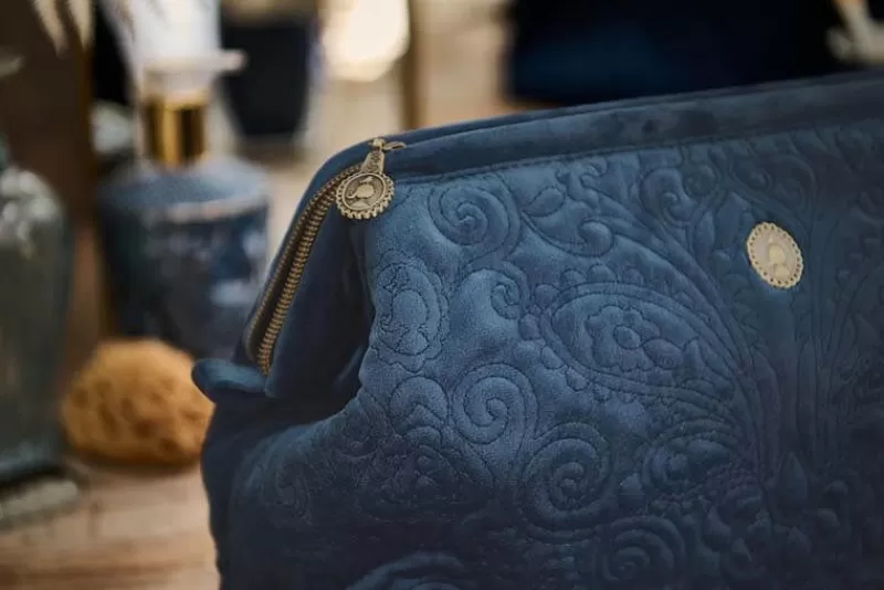 Pip Studio Pochette A Cosmetiques De Grande Taille En Velours Quiltey Days En Coloris Bleu Clearance