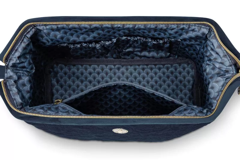 Pip Studio Pochette A Cosmetiques De Grande Taille En Velours Quiltey Days En Coloris Bleu Clearance