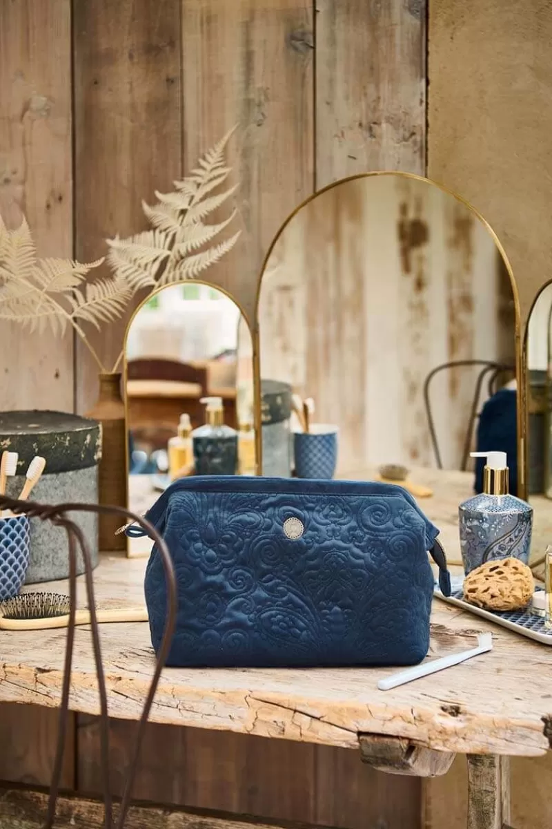 Pip Studio Pochette A Cosmetiques De Grande Taille En Velours Quiltey Days En Coloris Bleu Clearance