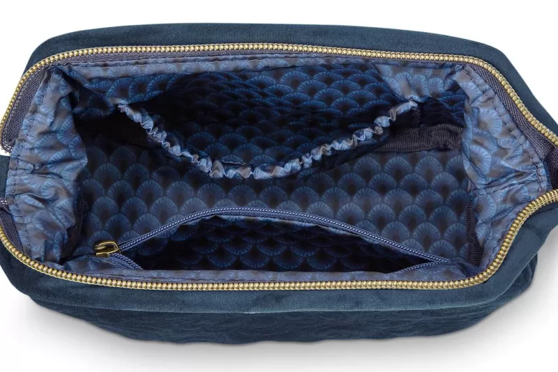 Pip Studio Pochette A Cosmetiques De Petite Taille En Velours Quiltey Days En Coloris Bleu Online