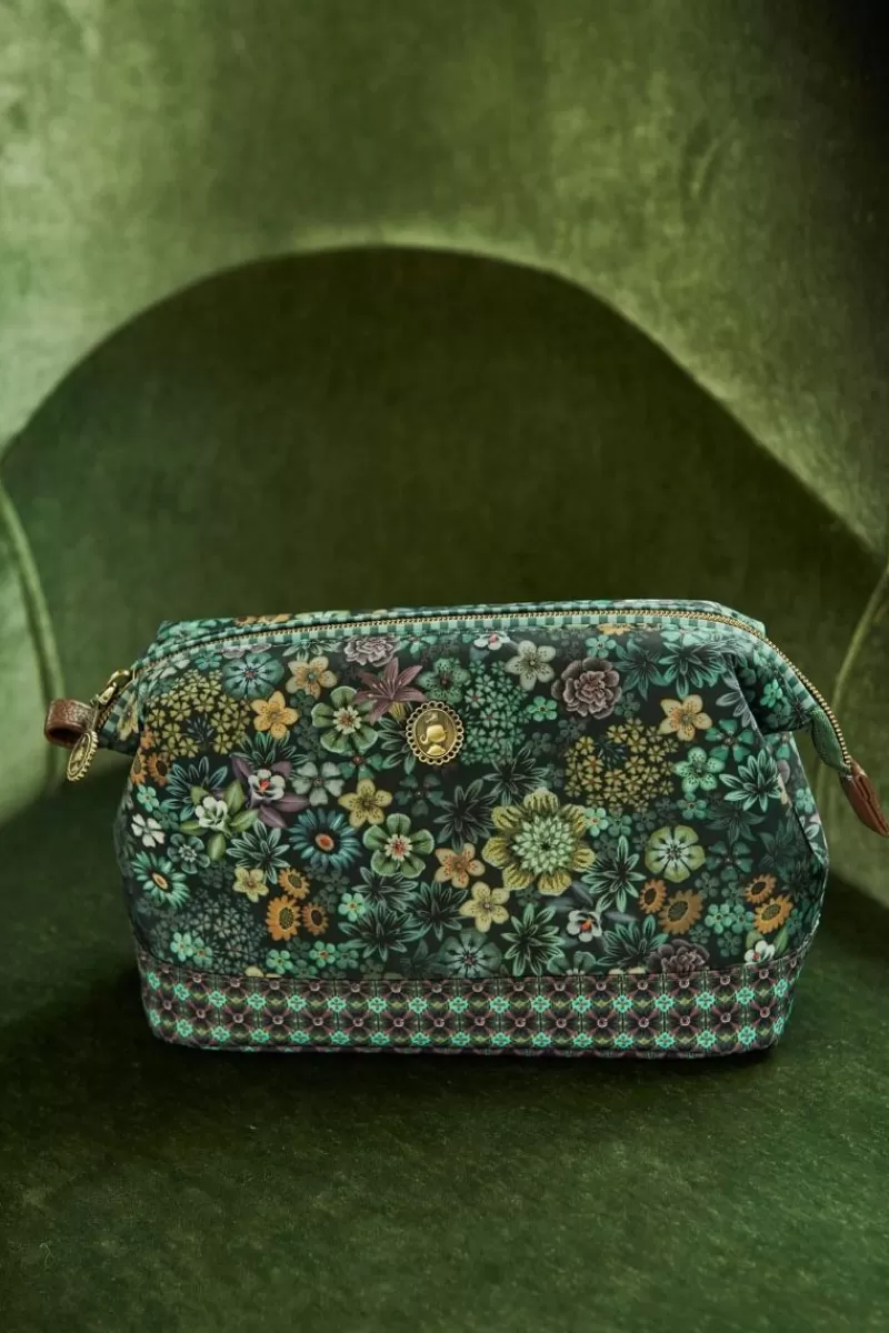 Pip Studio Pochette A Cosmetiques De Taille Moyenne Tutti I Fiori Vert Outlet