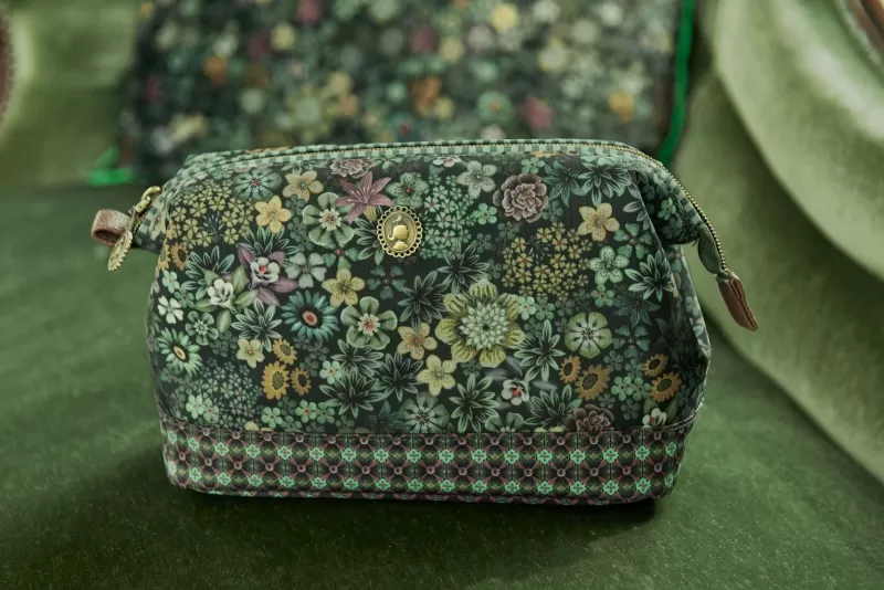 Pip Studio Pochette A Cosmetiques De Taille Moyenne Tutti I Fiori Vert Outlet