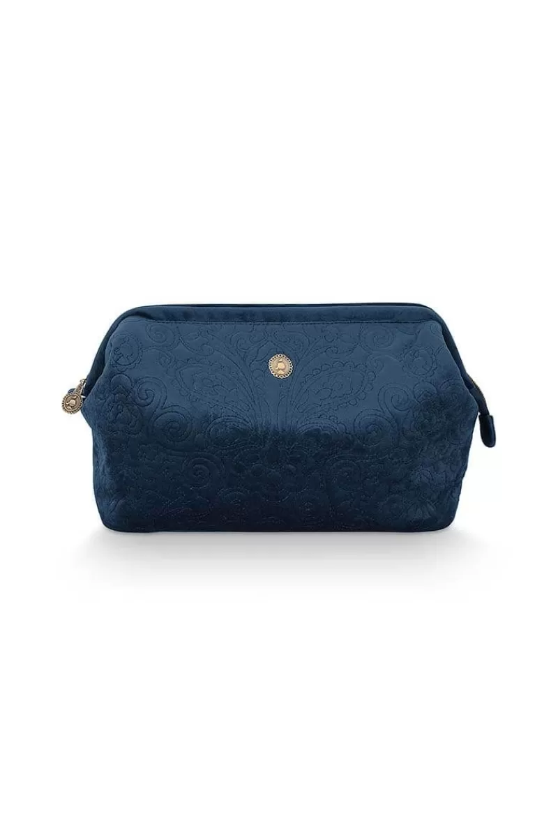 Pip Studio Pochette A Cosmetiques De Tres Grande Taille En Velours Quiltey Days En Coloris Bleu Shop