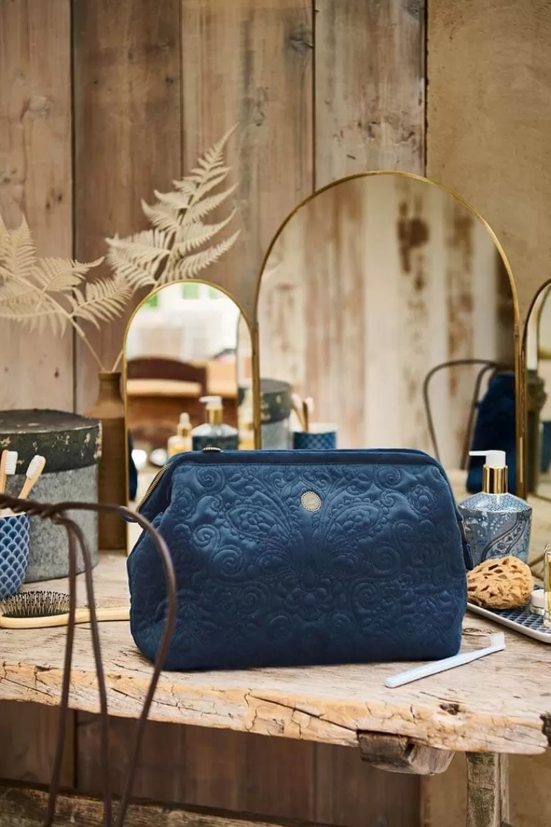 Pip Studio Pochette A Cosmetiques De Tres Grande Taille En Velours Quiltey Days En Coloris Bleu Shop