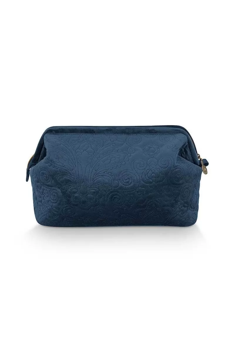 Pip Studio Pochette A Cosmetiques De Tres Grande Taille En Velours Quiltey Days En Coloris Bleu Shop