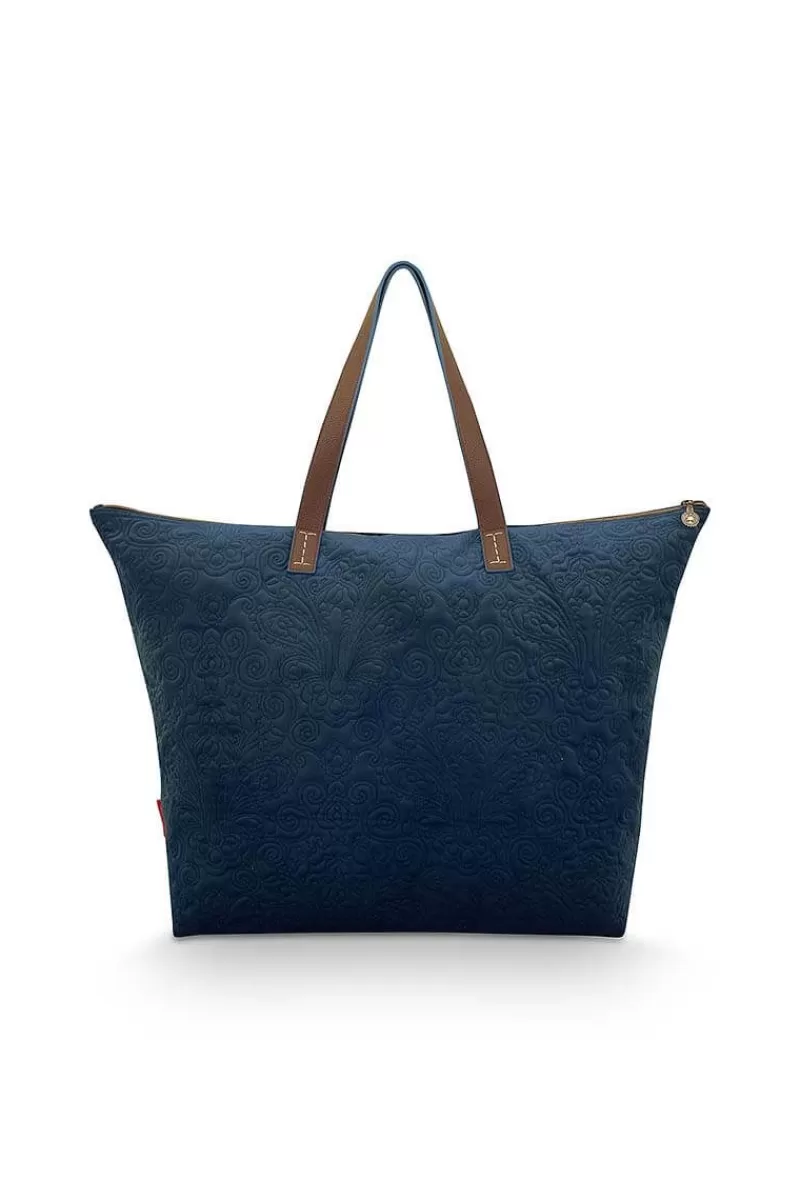 Pip Studio Sac Cabas En Velours Quiltey Days En Coloris Bleu Hot