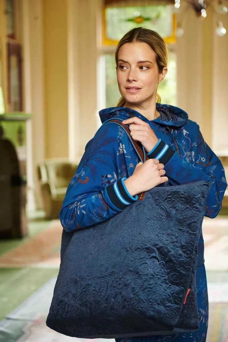 Pip Studio Sac Cabas En Velours Quiltey Days En Coloris Bleu Hot