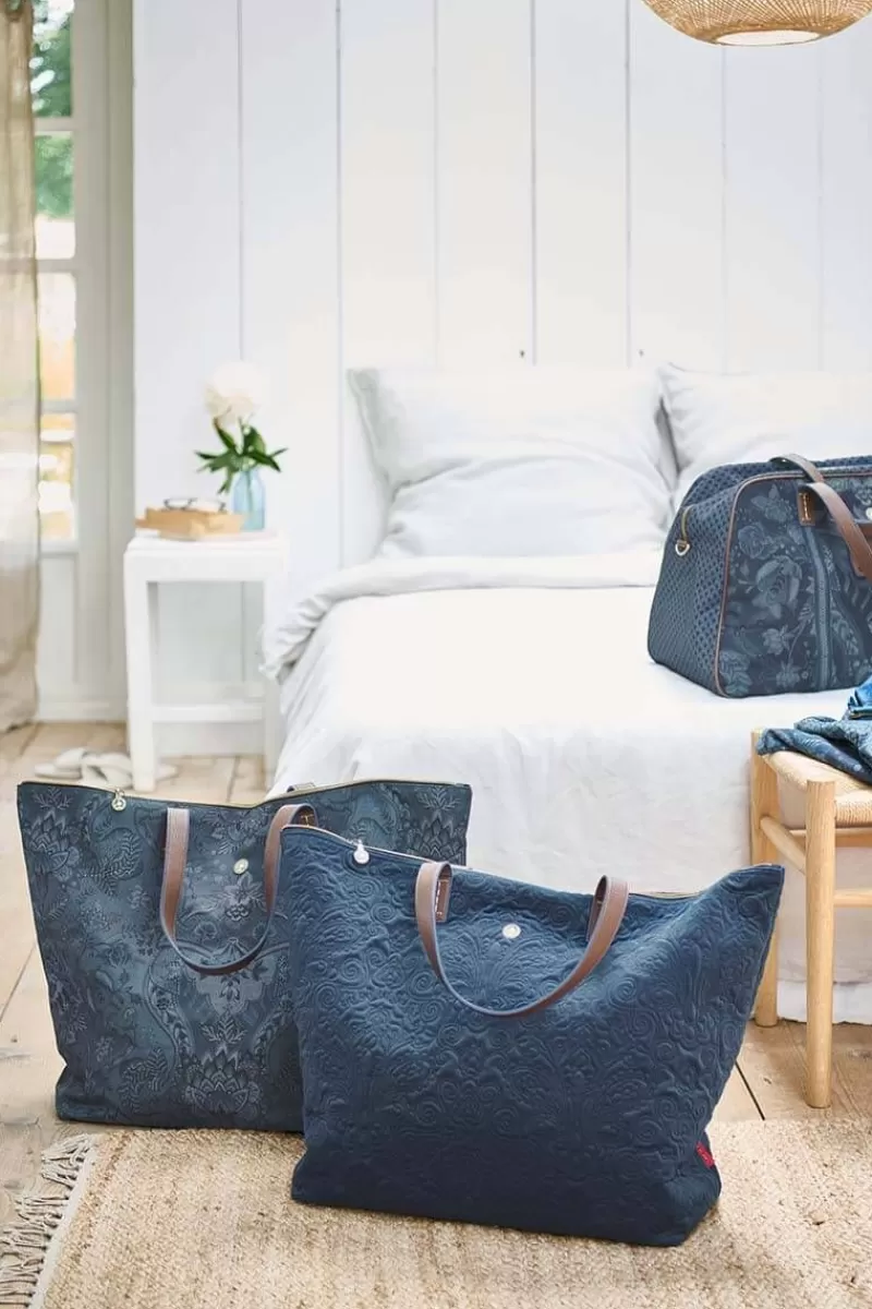 Pip Studio Sac Cabas En Velours Quiltey Days En Coloris Bleu Hot