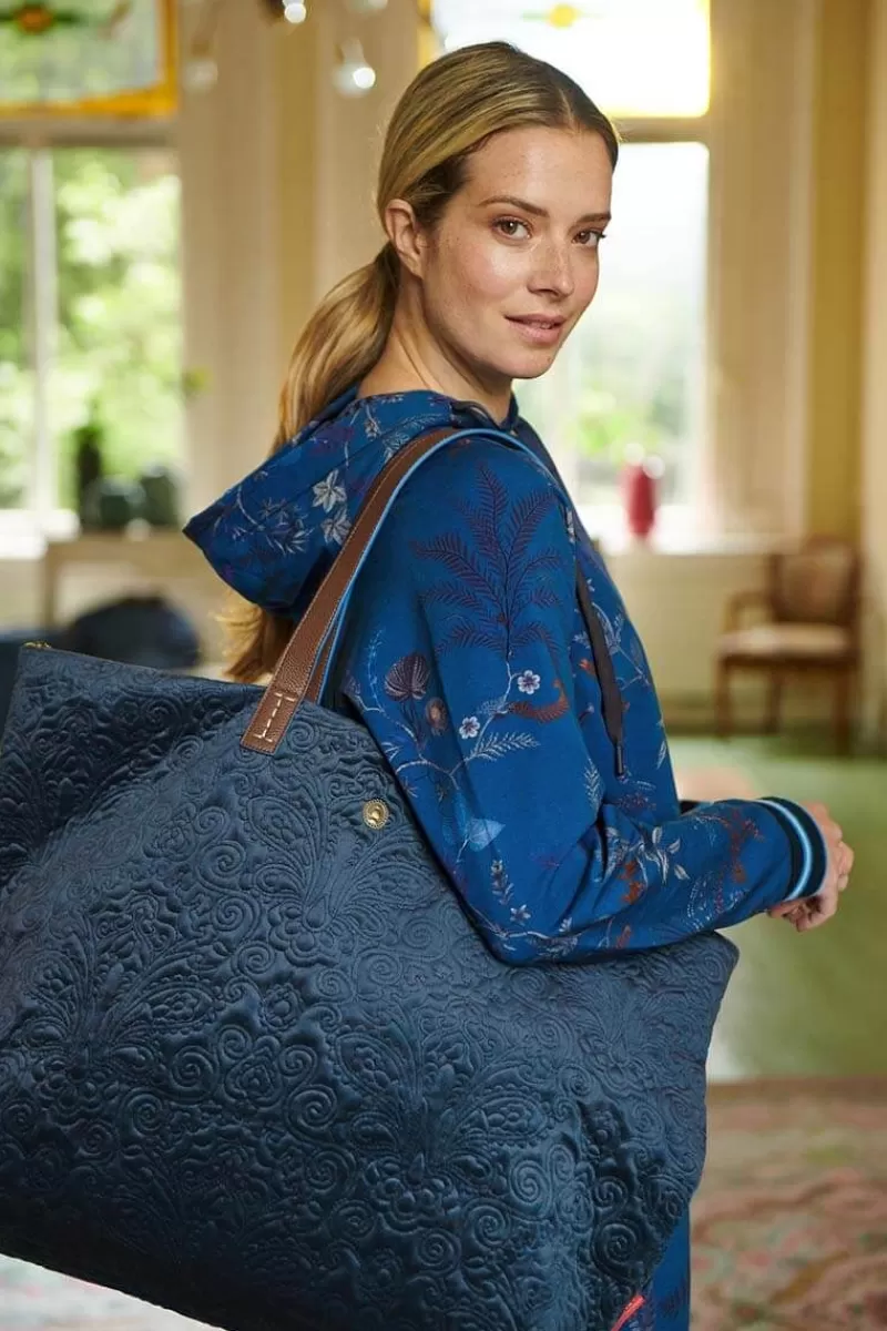 Pip Studio Sac Cabas En Velours Quiltey Days En Coloris Bleu Hot