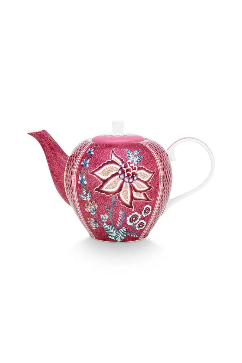 Pip Studio Théiere De Grande Taille Flower Festival Rose Fonce Clearance