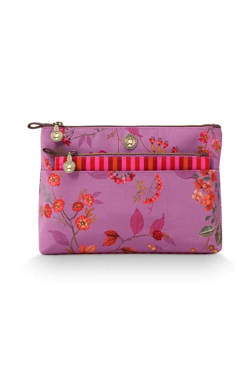 Pip Studio Trousse A Cosmetiques Combi Kawai Flower En Coloris Fuchsia Best