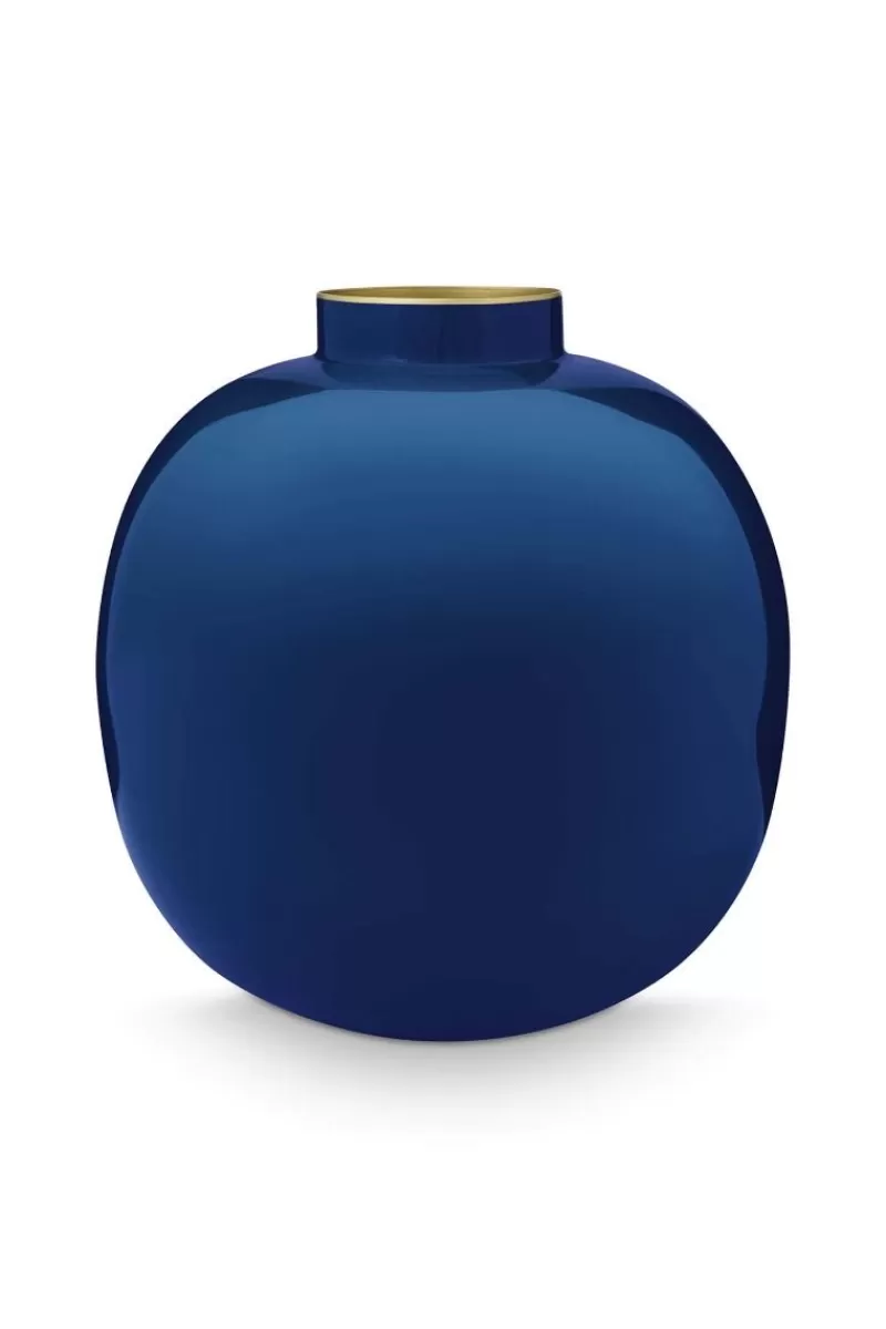 Pip Studio Vase En Metal En Coloris Fonce 23 Cm Bleu Hot
